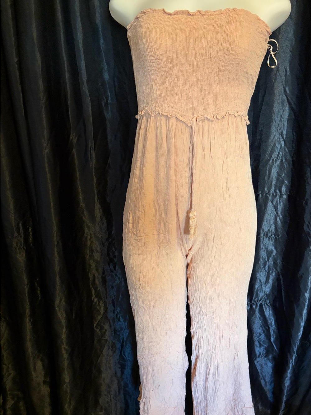 Strapless Peach Wide-Leg Jumpsuit